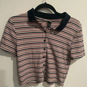 Wild Fable white, cream,‎ and magenta striped top size Small